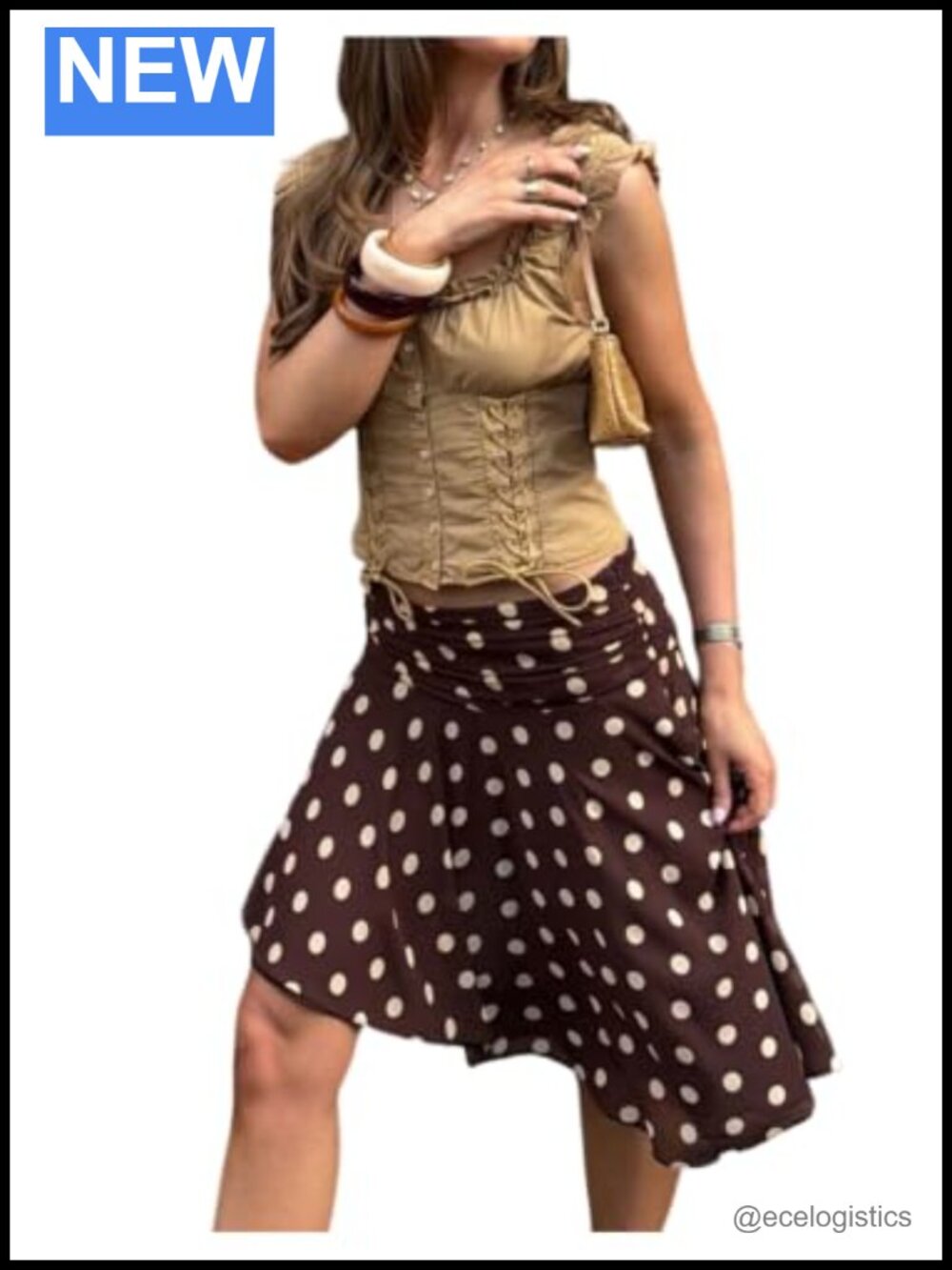 SHENHE Polka Dots Ruched Waist Short Skirt Y2K Ruffle Hem